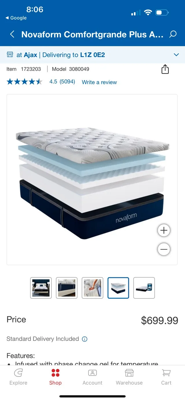 Novaform Queen Mattress 14inch Gel Memory Foam image indicator(2)