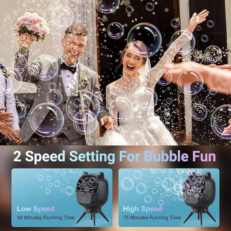 New Rechargeable Bubble Machine for Kids-1 Blue and 1 Black image indicator(8)