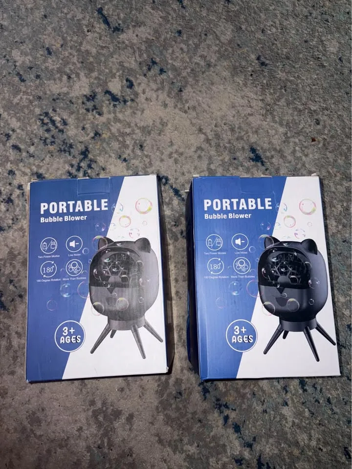 New Rechargeable Bubble Machine for Kids-1 Blue and 1 Black image indicator(10)