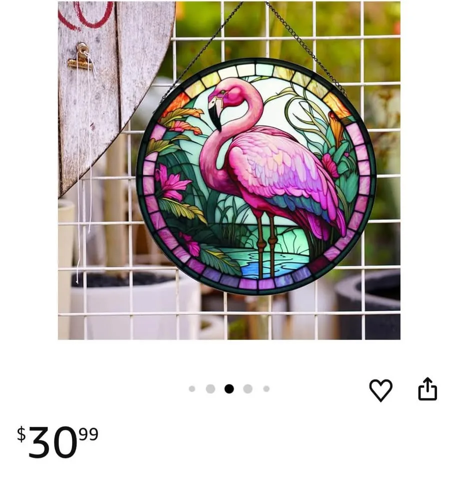 New Flamingo Stained Glass Wall Hanging/ Wall Decor image indicator(3)