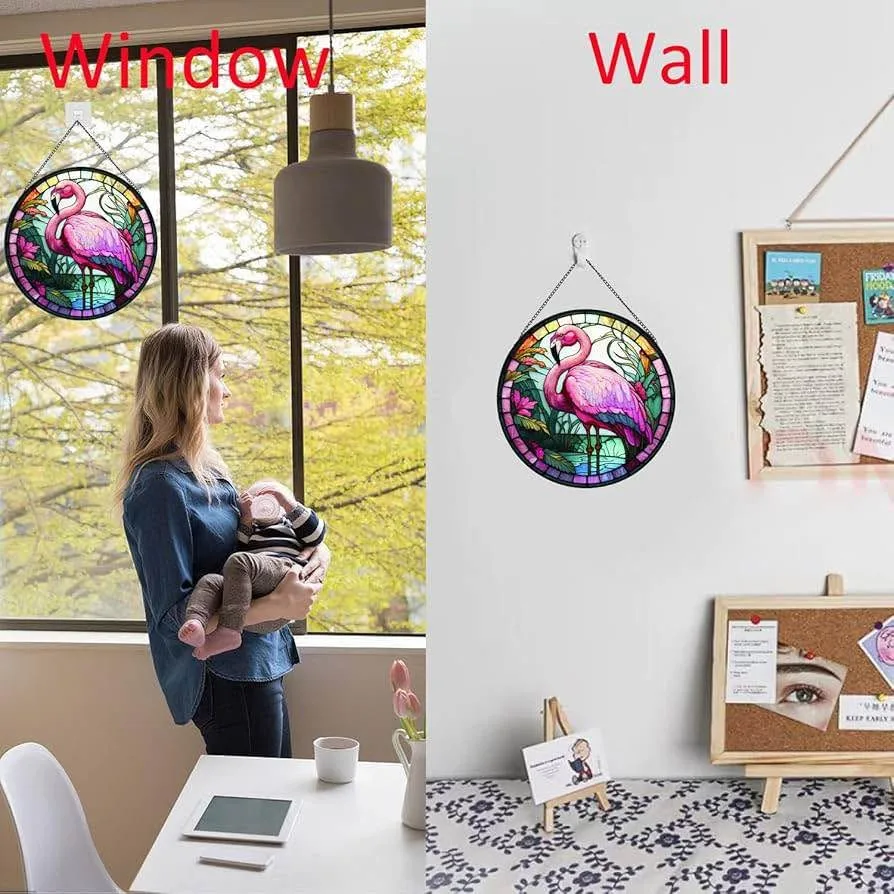 New Flamingo Stained Glass Wall Hanging/ Wall Decor image indicator(5)