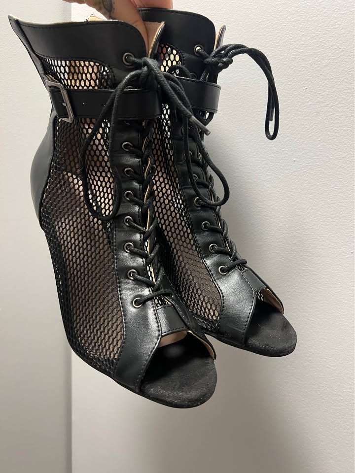 Latin dance heels 3 inch black size 8.5 dance boots - photo 2