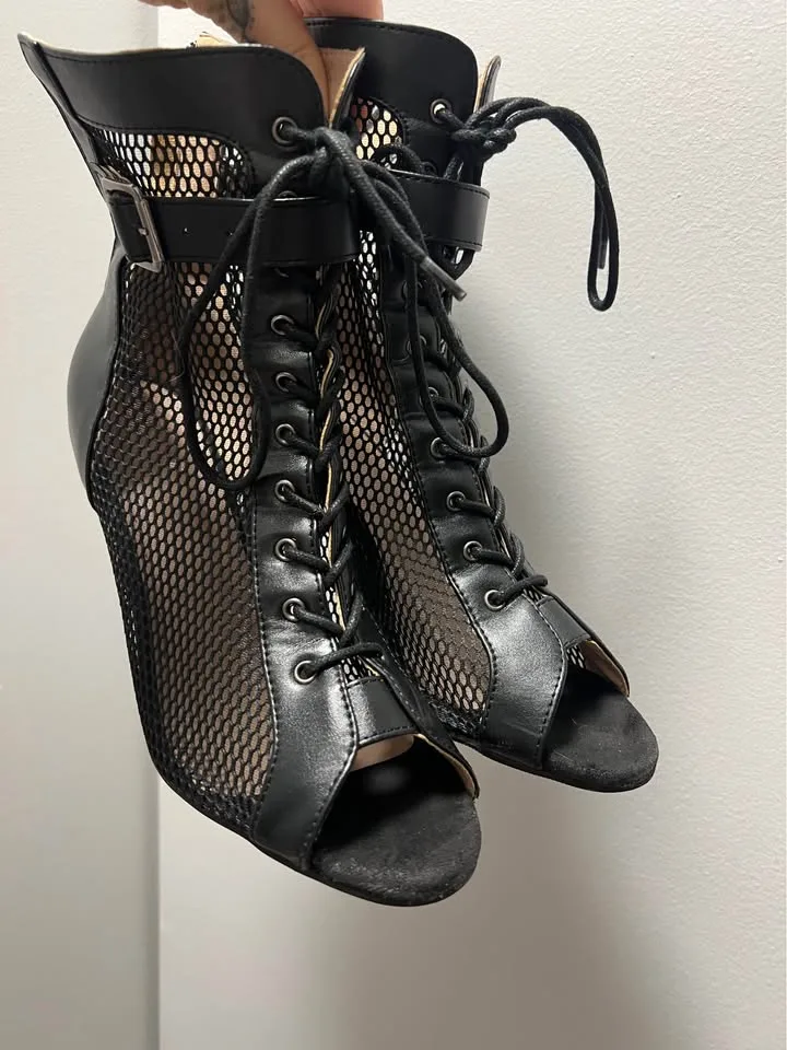 Latin dance heels 3 inch black size 8.5 dance boots image indicator(2)