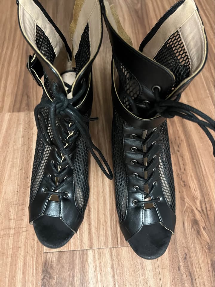Latin dance heels 3 inch black size 8.5 dance boots - photo 4