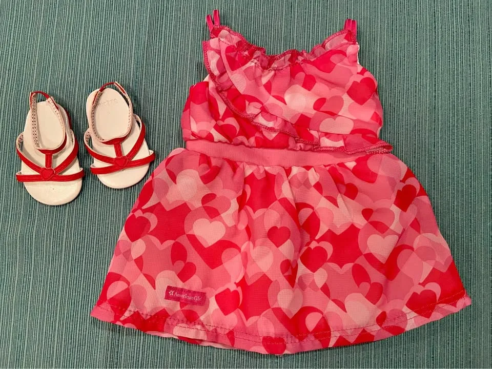 American Girl Doll Clothing…Red Hearts Ruffle Outfit thumbnail