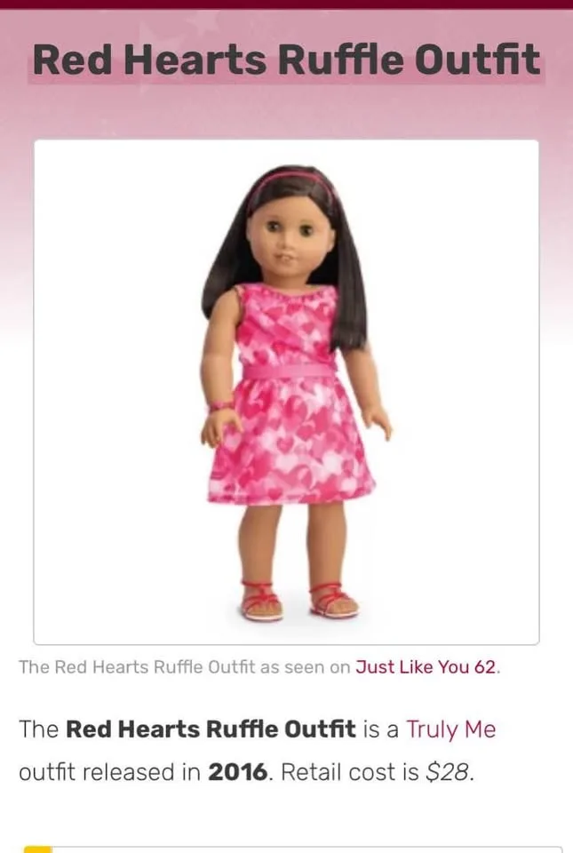 American Girl Doll Clothing…Red Hearts Ruffle Outfit image indicator(8)
