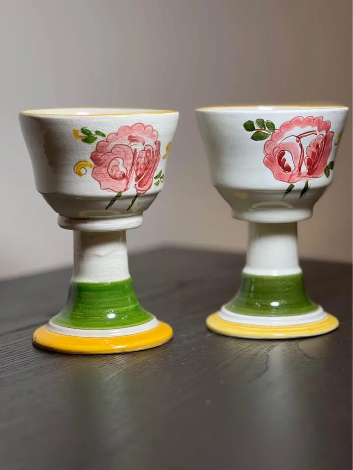 Vintage Stangl Wild Rose Goblets image indicator(2)