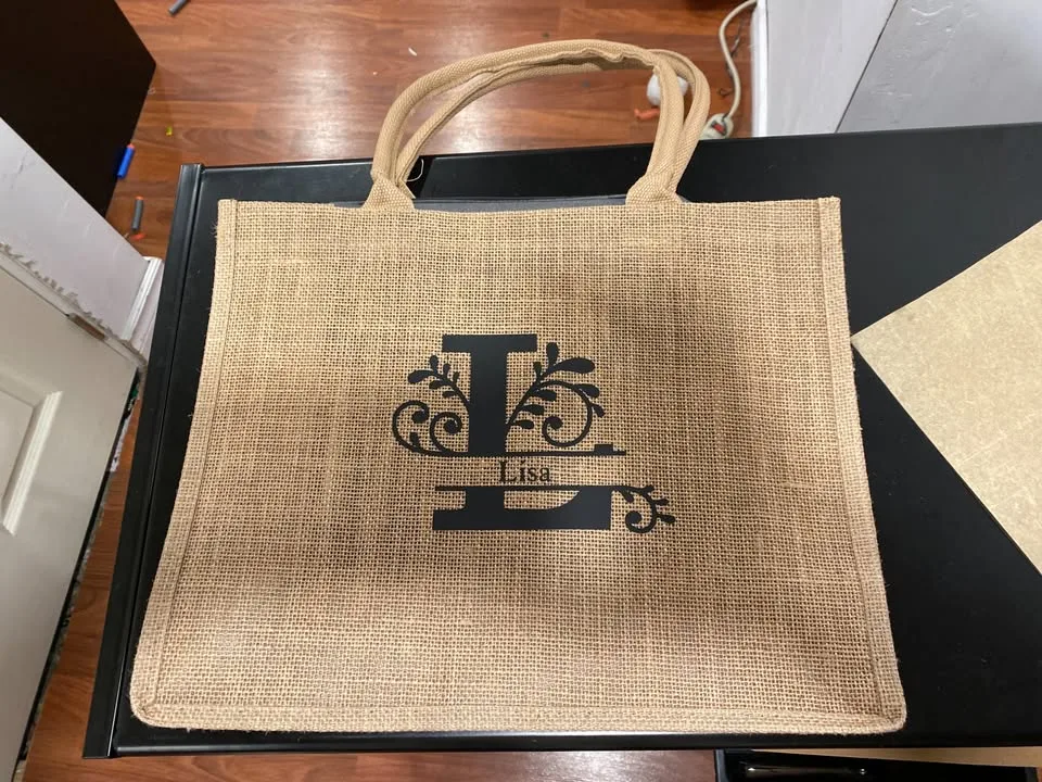 Personalized Burlap Tote Bags image indicator(2)