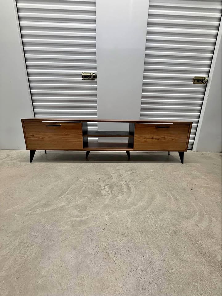 TV stand and entertainment console wood and modern style