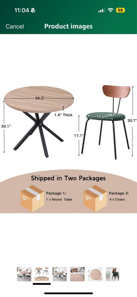 Round Dining Table Set for 4 - photo 4