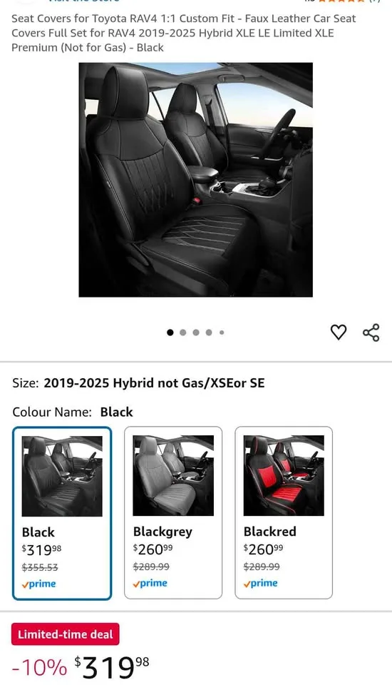 Toyota RAV4 2019-2024 Hybrid Leather Seat Cover Set - New image indicator(3)