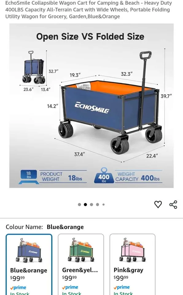 Black Foldable Pull Cart - New in box image indicator(3)