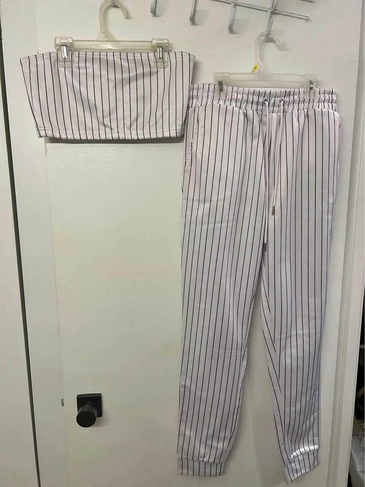 Pin striped tube top and pants set