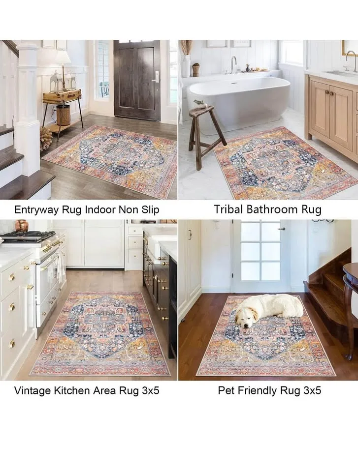Area Rug-🌿 3x5 Boho Area Rug | Washable & Non-Slip image indicator(2)