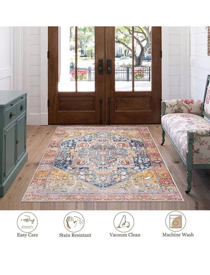 Area Rug-🌿 3x5 Boho Area Rug | Washable & Non-Slip image indicator(6)