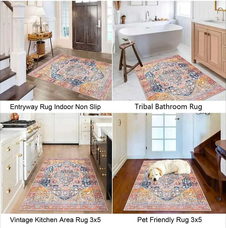 3x5 Rug Entryway Rugs Indoor Non Slip Washable