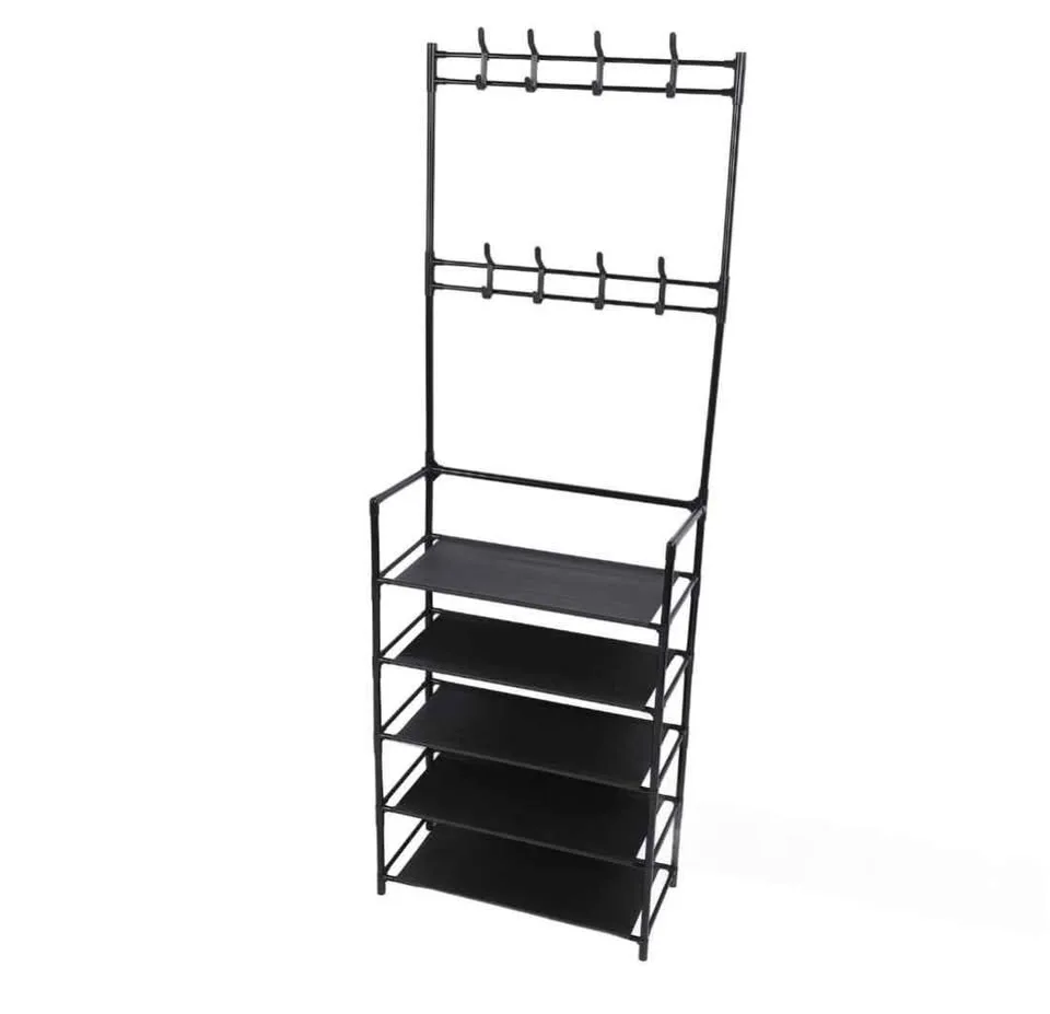 Black 5-Tier Coat & Shoe Rack | Entryway Organizer image indicator(5)