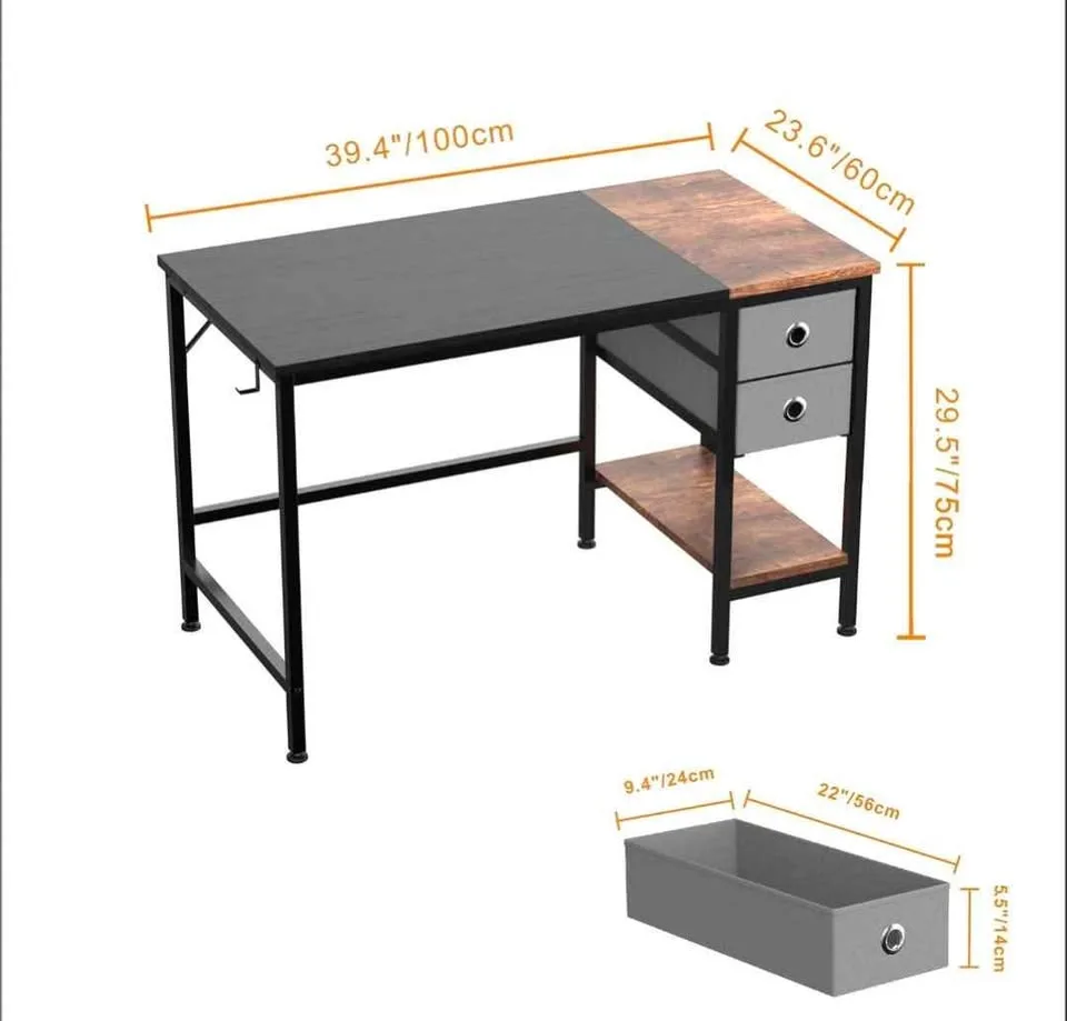 40” Modern Office Desk with 2 Storage Drawers image indicator(2)