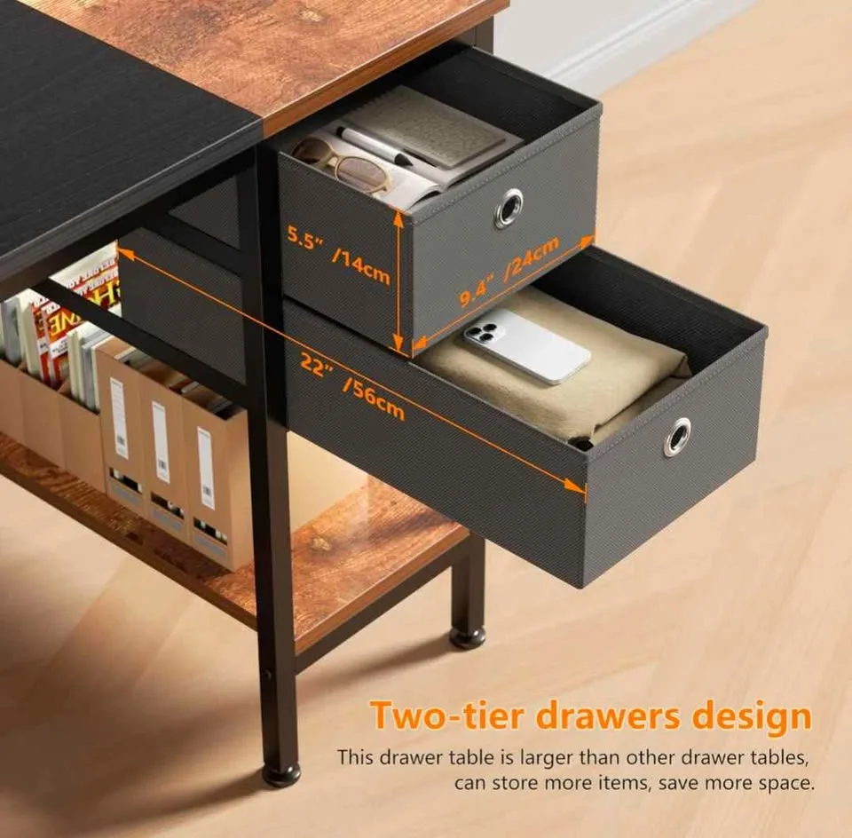 40” Modern Office Desk with 2 Storage Drawers image indicator(3)