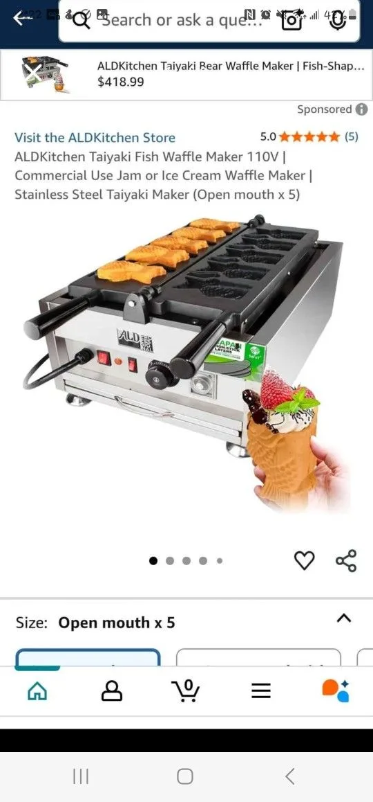 Open Mouth Taiyaki Waffle Machine thumbnail