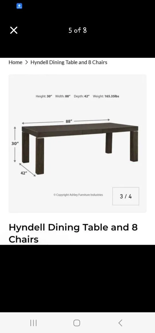 Ashley Furniture Hyndell Dining Table Wood 6/8 Seat image indicator(4)