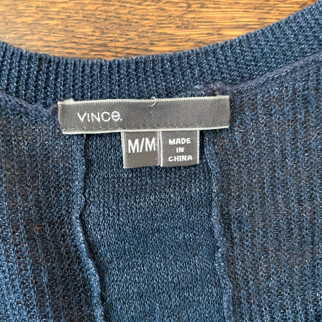 Vince V-neck Sheer Sweater-Blue-Silk/Cashmere-Size Medium - photo 2