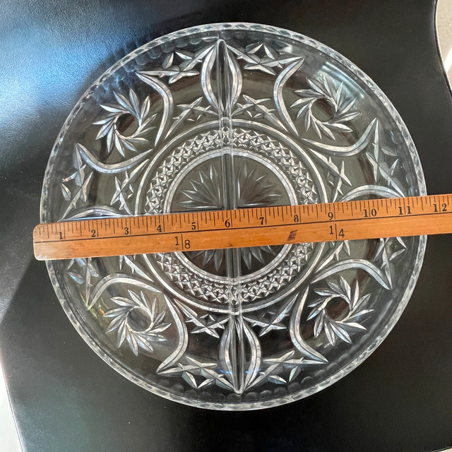 Round Crystal Platter with 4 sections-German Lausitzer Crystal - photo 3