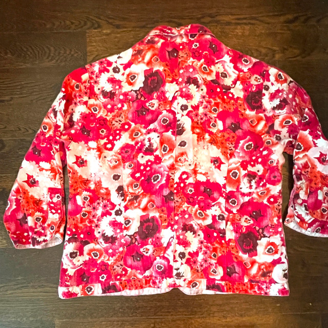 Pretty Tabi Floral Linen shirt/jacket- Red and White -Medium - photo 2