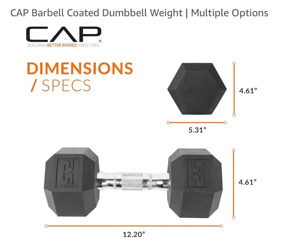 CAP Barbell Coated Dumbbell Weight -25lb image indicator(4)
