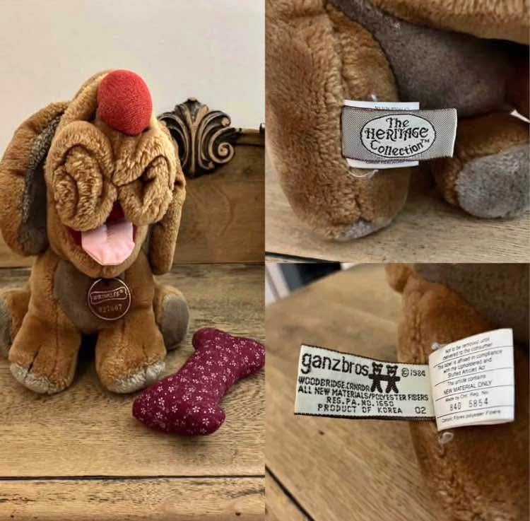 Wrinkles The Dog Plush Brown Dog 9" Ganz Bros Vintage 1984
