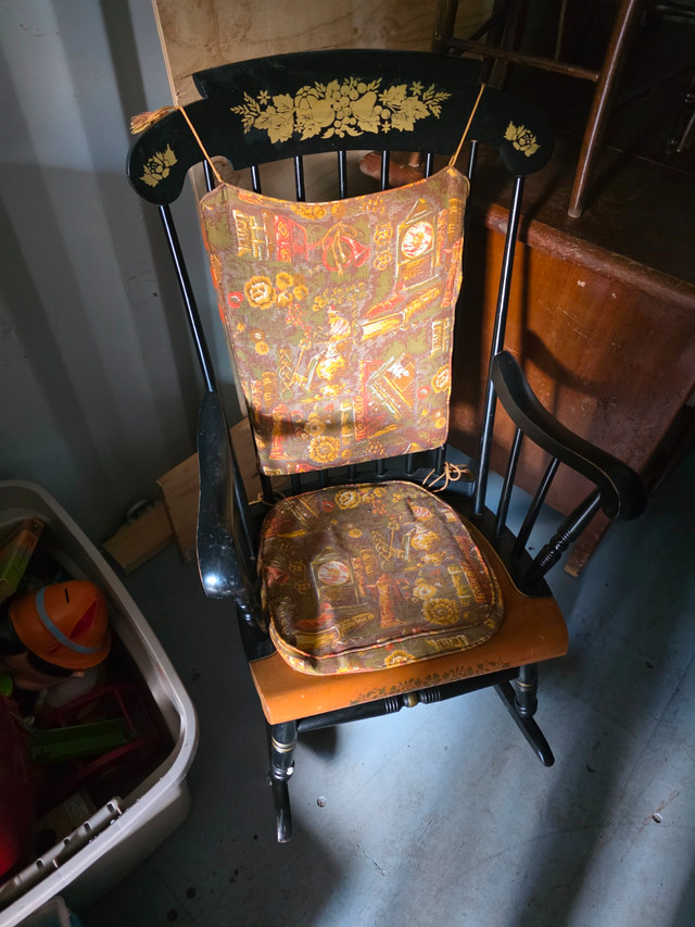 Black Vintage Antique Rocking CharSeat is 15 x 23 Height is 42
