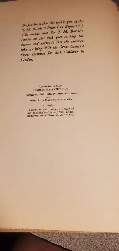 Peter Pan & Wendy Hardcover Book 1940 Blampied, T image indicator(6)