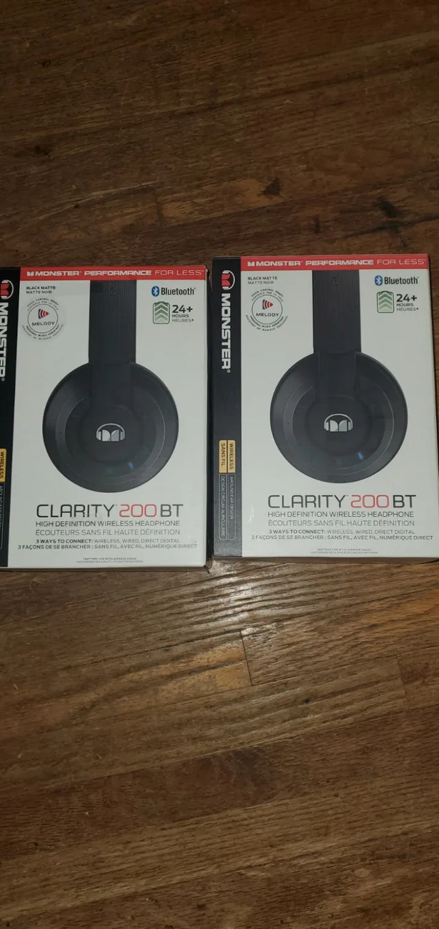2 X Monster Clarity 200BT Headphones NEW thumbnail
