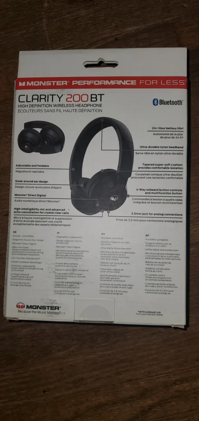 2 X Monster Clarity 200BT Headphones NEW image indicator(3)