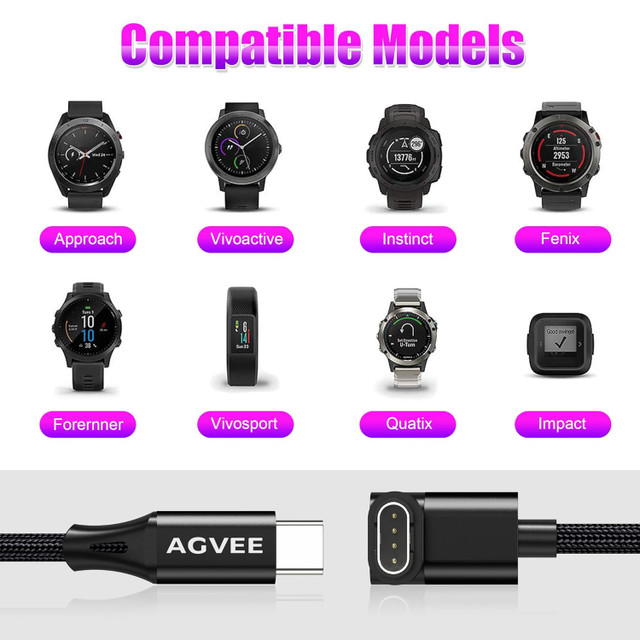 AGVEE [2 Pack USB Cable Compatible with Garmin Watch BC2GW-BK12 - photo 3
