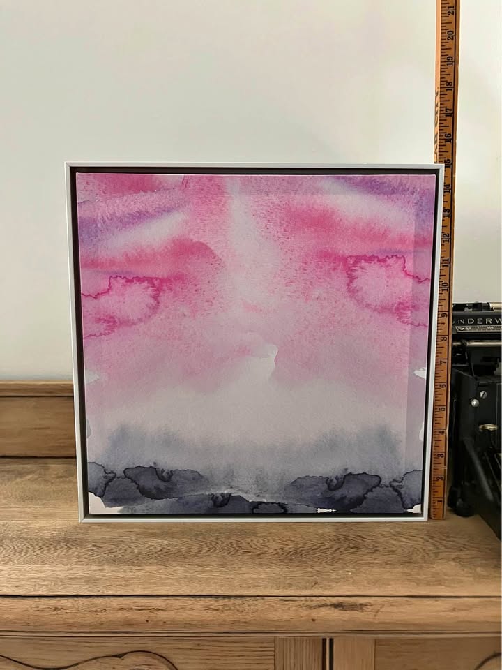Abstract Pink and Gray Art Print 15” x 15”