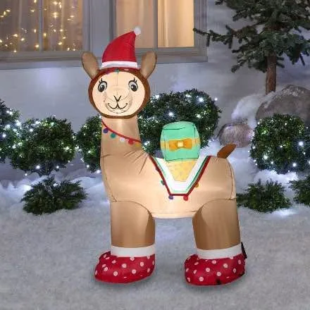 Lighted 5ft Inflatable Alpaca Christmas Decoration image indicator(2)
