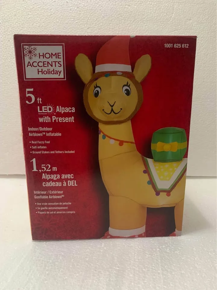 Lighted 5ft Inflatable Alpaca Christmas Decoration image indicator(3)