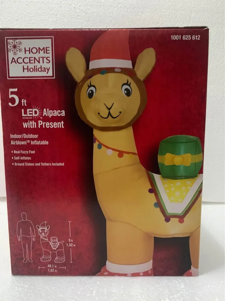 Lighted 5ft Inflatable Alpaca Christmas Decoration image indicator(4)