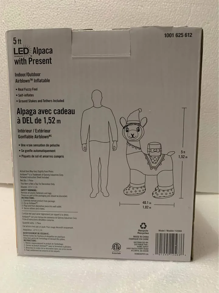 Lighted 5ft Inflatable Alpaca Christmas Decoration image indicator(5)