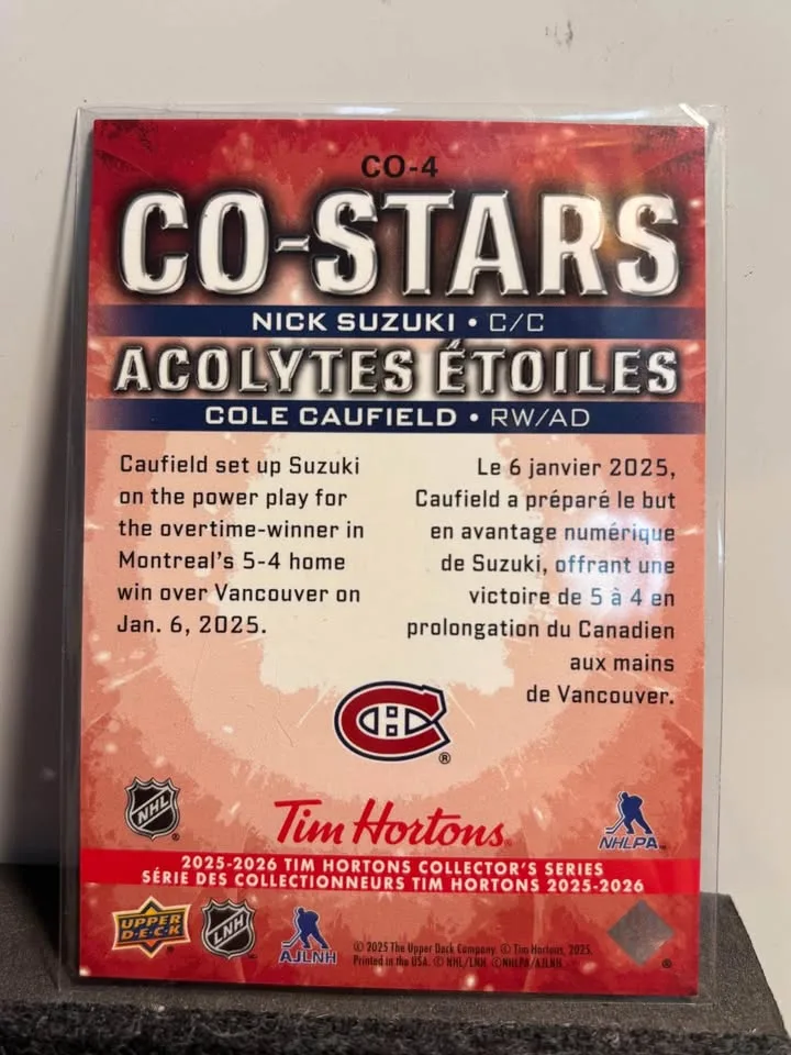 Cole Caufield / Nick Suzuki Co-Stars Timmie's 25-26 Card, C0-4 image indicator(3)