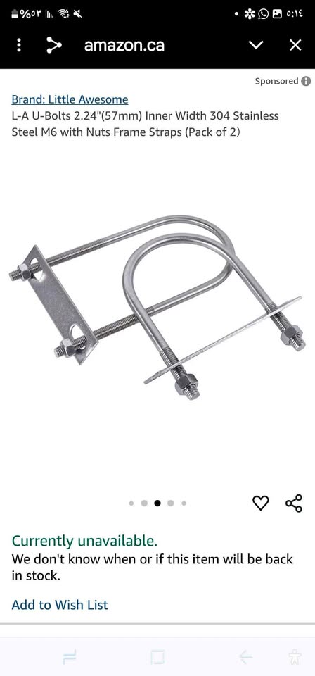Set of 2 2.24" U Bolts