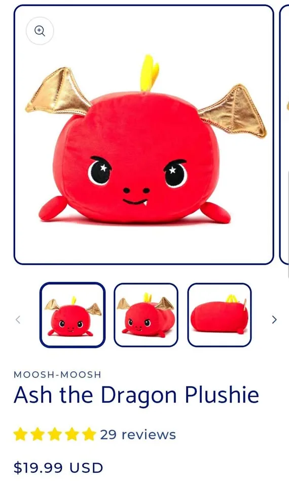 Red Kawaii Dragon Plush Ash Moosh-Moosh thumbnail