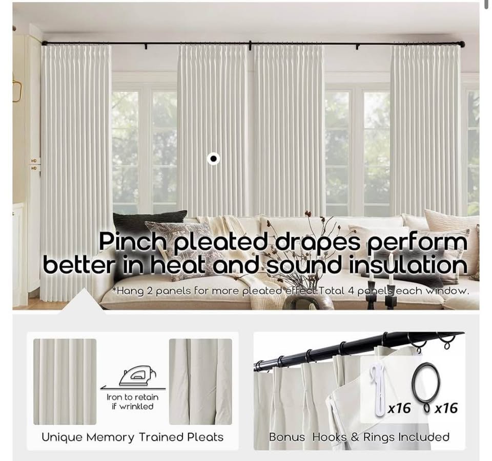 Natural Linen Blackout Curtain 40W” x 102L” - photo 4