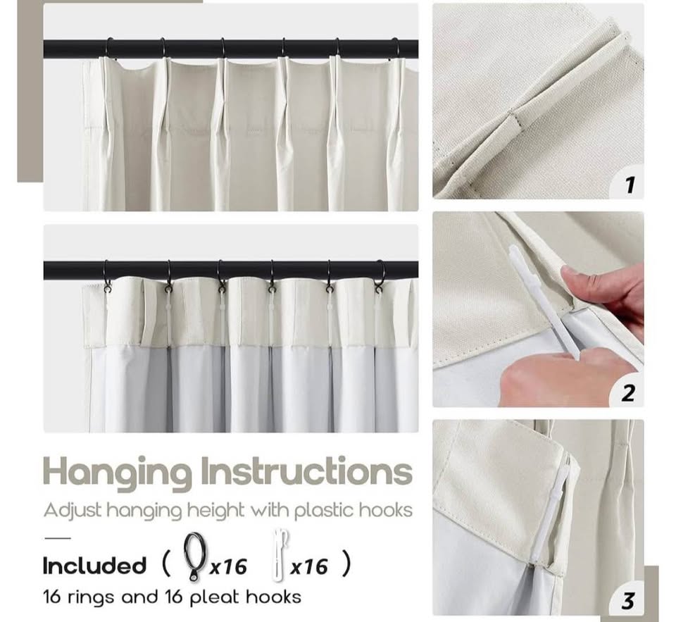 Natural Linen Blackout Curtain 40W” x 102L” - photo 5