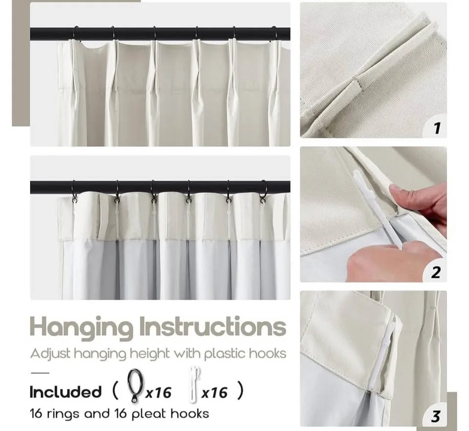 Natural Linen Blackout Curtain 40W” x 102L” image indicator(5)