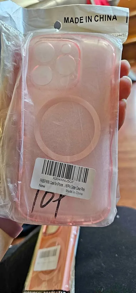 iPhone 16 Pro glitter clear pink