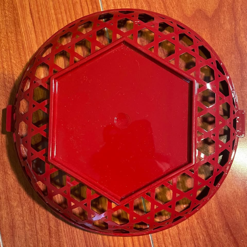Vintage✨Red Basket Tray with Gold Bell - Yamanaka Lacquerware - photo 3
