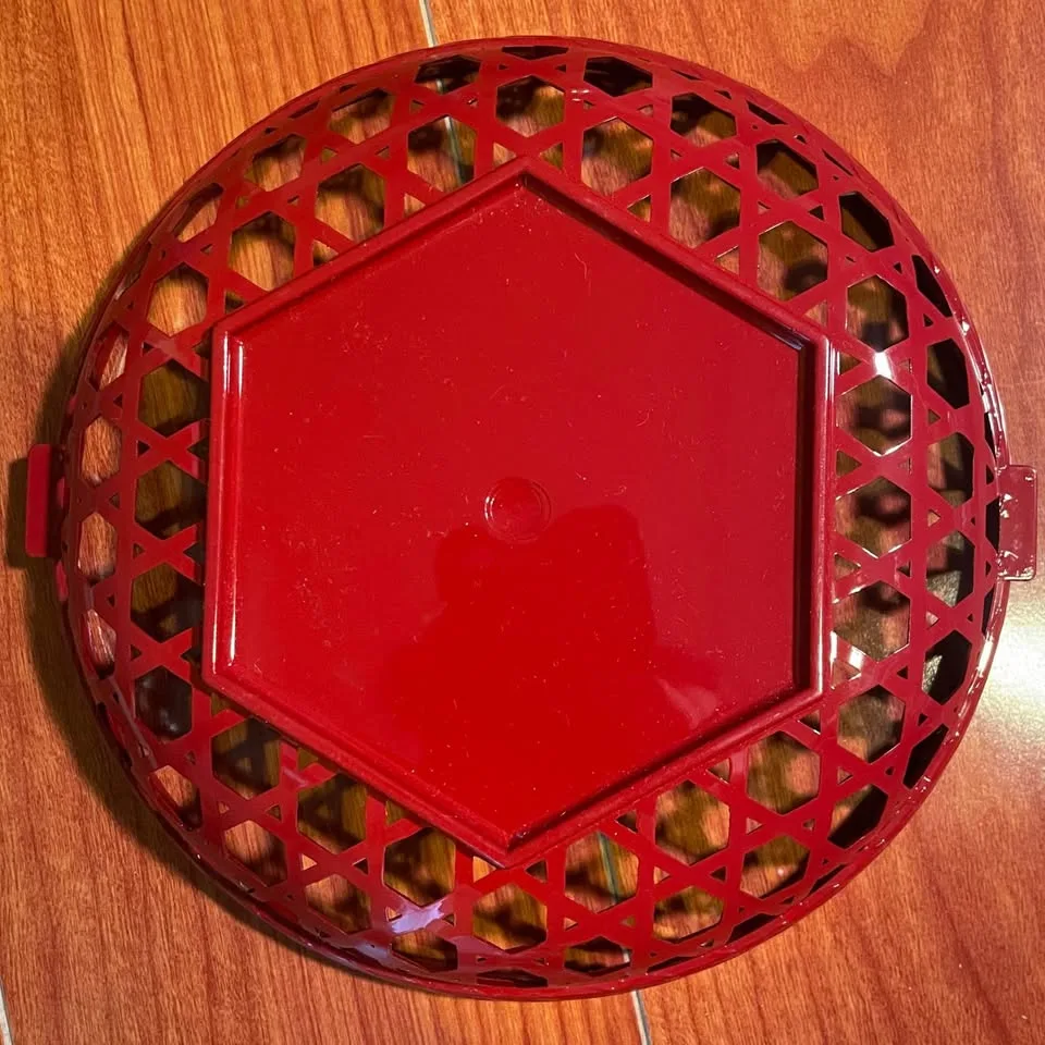 Vintage✨Red Basket Tray with Gold Bell - Yamanaka Lacquerware image indicator(3)