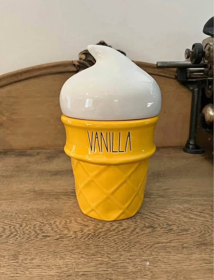 Rae Dunn Vanilla Ice Cream Cone Candle / Canister